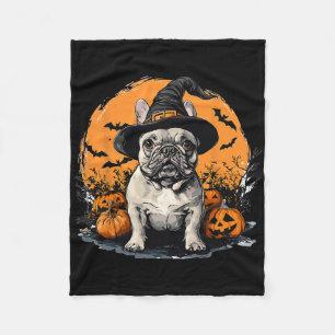French Bulldog Frenchie Dog Whitch Hat Halloween P Fleecedecke