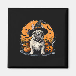 French Bulldog Frenchie Dog Whitch Hat Halloween P Magnet