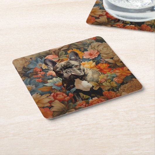 French Bulldog Frenchie Garden Tapestation Geburts Rechteckiger Pappuntersetzer (angewinkelt)