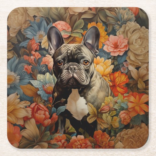French Bulldog Frenchie Garden Tapestation Geburts Rechteckiger Pappuntersetzer (Vorderseite)