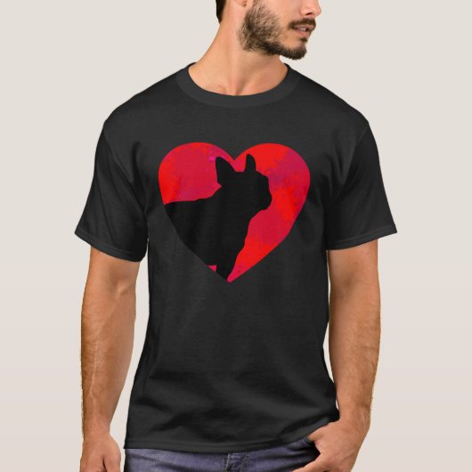 French Bulldog Frenchie Heart Valentine s Day T-Shirt (Vorderseite)