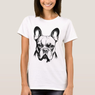 French Bulldog Frenchie Mom Pencil Sketch T-Shirt