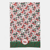 French Bulldog Frenchie Monogram Christmas Dog Geschirrtuch (Vertikal)