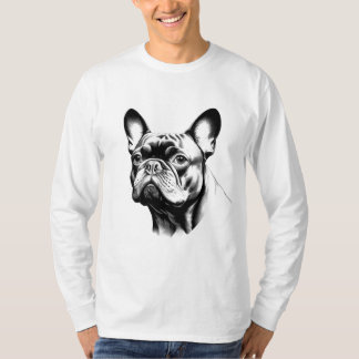 French Bulldog Frenchie Pencil Sketch Art T-Shirt