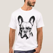 French Bulldog Frenchie Pencil Sketch Art T-Shirt (Vorderseite)
