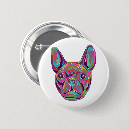 French Bulldog Frenchie Pop Art Button (Vorne & Hinten)