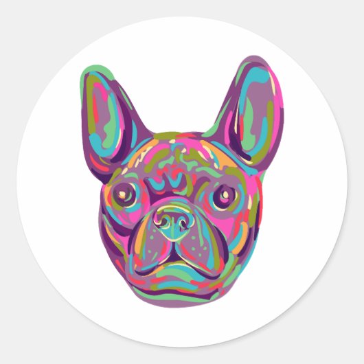 French Bulldog Frenchie Pop Art Runder Aufkleber (Vorderseite)