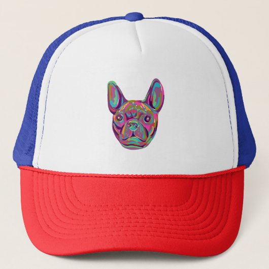 French Bulldog Frenchie Pop Art Truckerkappe (Vorderseite)