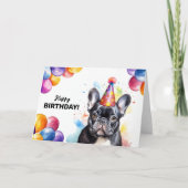 French Bulldog Frenchie Portrait Happy Birthday Karte (Vorderseite)