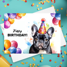 French Bulldog Frenchie Portrait Happy Birthday
