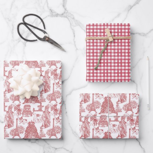 FRENCH BULLDOG Frenchie Red Toile Geschenkpapier Set (Vorderseite)