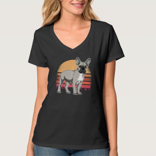 French Bulldog Frenchie Sunset  45 T-Shirt (Vorderseite)