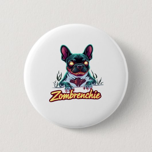 French Bulldog Frenchie Zombie Dog Halloween Essen Button (Vorderseite)