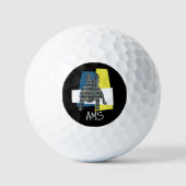 French Bulldog Fun Monogram Silhouette Black Golfball (Vorderseite)