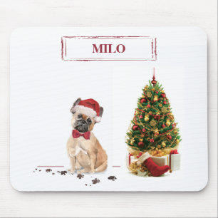 French Bulldog Funny Christmas Dog mit Baum Mousepad
