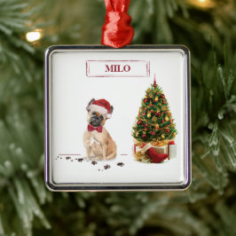 French Bulldog Funny Christmas Dog mit Baum Ornament Aus Metall