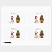 French Bulldog Funny Christmas Dog mit Baum Rechteckiger Aufkleber (Blatt)