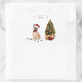 French Bulldog Funny Christmas Dog mit Baum Rechteckiger Aufkleber (Tasche)