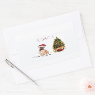 French Bulldog Funny Christmas Dog mit Baum Rechteckiger Aufkleber