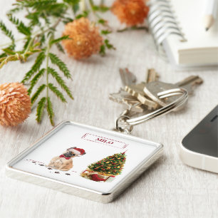 French Bulldog Funny Christmas Dog mit Baum Schlüsselanhänger