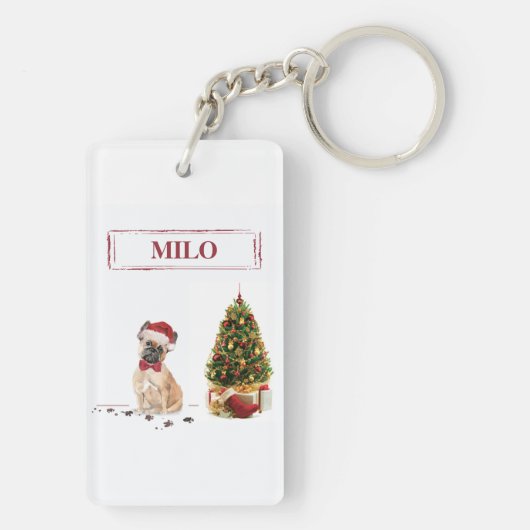 French Bulldog Funny Christmas Dog mit Baum Schlüsselanhänger (Rückseite)