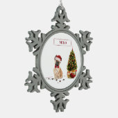 French Bulldog Funny Christmas Dog mit Baum Schneeflocken Zinn-Ornament (Links)