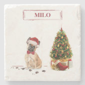 French Bulldog Funny Christmas Dog mit Baum Steinuntersetzer (Vorderseite)