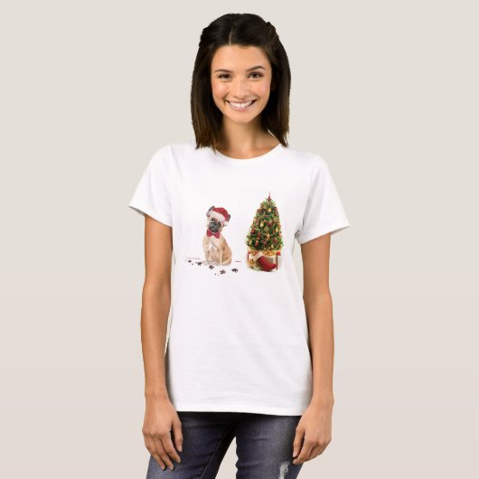 French Bulldog Funny Christmas Dog mit Baum T-Shirt (Vorne ganz)