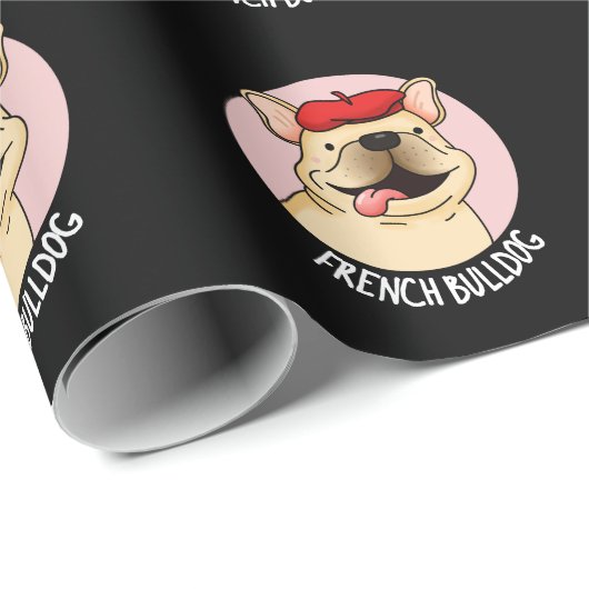 French Bulldog Funny Dog Pun Dark BG Geschenkpapier (Rolleneckpunkt)