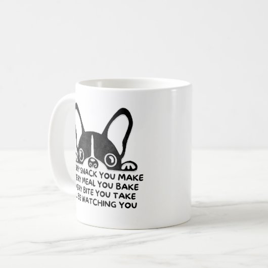 French Bulldog Funny guckt dir Parody Kaffeetasse (Vorderseite Links)