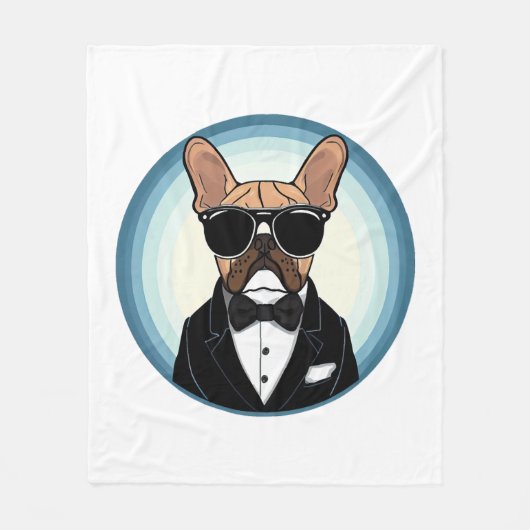 French Bulldog Funny Niedliche Kunst Fleecedecke (Vorderseite)