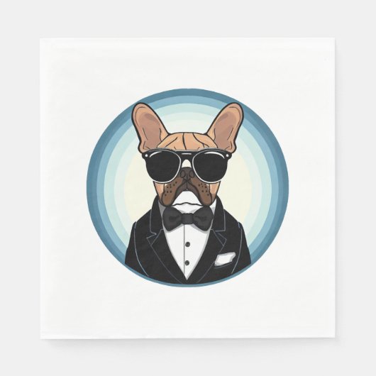 French Bulldog Funny Niedliche Kunst Serviette (Vorderseite)