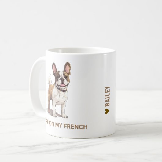 French Bulldog Funny Personalized Kaffeetasse (Vorderseite Links)
