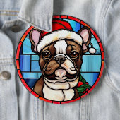 French Bulldog gesteinigtes Glass Weihnachten Button (Beispiel)
