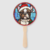 French Bulldog gesteinigtes Glass Weihnachten Fächer (Rückseite)