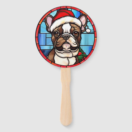 French Bulldog gesteinigtes Glass Weihnachten Fächer (Rückseite)