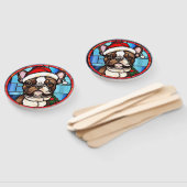 French Bulldog gesteinigtes Glass Weihnachten Fächer (Non-assembled)