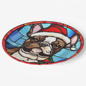 French Bulldog gesteinigtes Glass Weihnachten Pappteller (Schrägansicht)