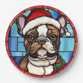 French Bulldog gesteinigtes Glass Weihnachten Pappteller (Vorderseite)