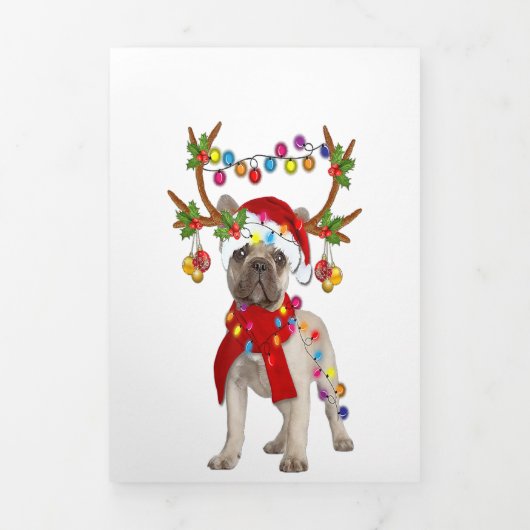 French Bulldog Gorgeous Reindeer Weihnachtsgeschen Dreifach Gefaltete Ankündigung (Cover)