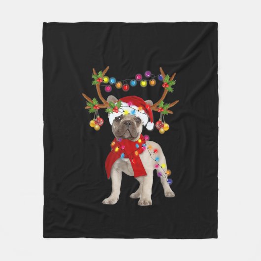 French Bulldog Gorgeous Rentier Weihnachtsbaum Fleecedecke (Vorderseite)