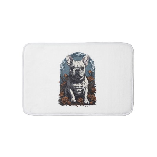 French Bulldog Gothic Floral Badematte (Vorderseite)