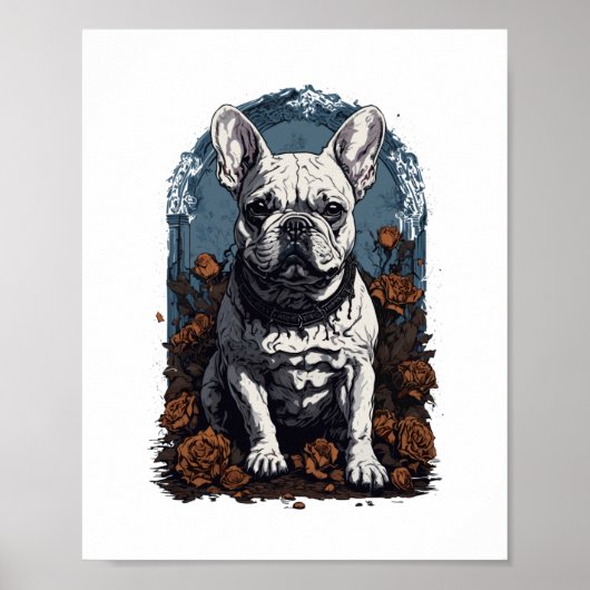 French Bulldog Gothic Floral Poster (Vorne)