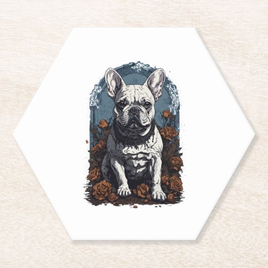 French Bulldog Gothic Floral Untersetzer (Vorderseite)