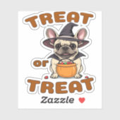 French Bulldog Halloween Dog Costume �Treat or Tre Aufkleber (Blatt)