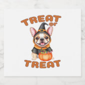 French Bulldog Halloween Dog Costume �Treat or Tre Schaumweinetikett (Einzelnes Label)