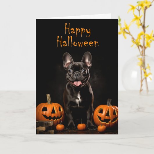 French Bulldog Halloween Karte (Gelbe Blume)