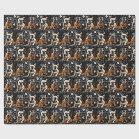 French Bulldog Halloween Spooky Geschenkpapier (Flach)