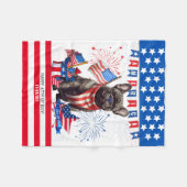 French Bulldog Happy 4th July America Patriotic Fleecedecke (Vorderseite (Horizontal))