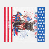 French Bulldog Happy 4th July America Patriotic Fleecedecke (Vorderseite (Horizontal))